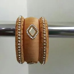 Silk thread Handmade bangle (2pcs) yellow