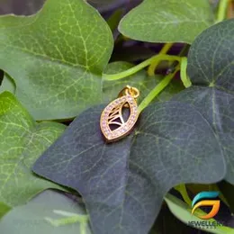 Gold Plated Vertical Charm Pendant White Stones Pendant  For Women.