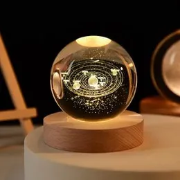 3D Planet Crystal Ball Night Lamp,Solar System
