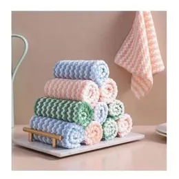 Double Sided Cationic Color Water Absorbing Ripple Stripe Oil Free Dishcloth