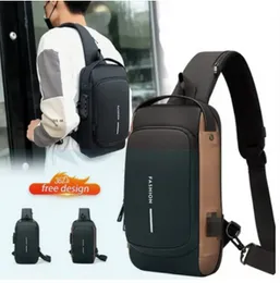 Chest bag for men crossbody water resistant usb shoulder travelling bag