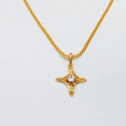 22kt Plated 2mm Bismarck Chain With Opal Cross With Stone Pendant For Women.