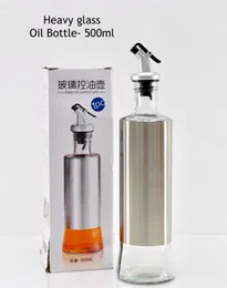 New Kitchen Oil Can & Salt Shaker Set – Sealed Rotating Seasoning Box and Glass Seasoning Bottle Set for Spices and Condiments 500ml