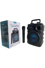 GTS 2065 Karaoke Bluetooth Speaker with Wireless Microphone and RGB Lighting - Trolley Bt Wireless Portable Outdoor Speaker 6.5Inch Karaoke Speaker Wi