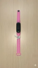 A Pink Cartoon Kids' Digital Electronic Watch with a Cinnamoroll-like character decoration