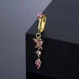 Crystal Butterfly Fake Belly Button Ring