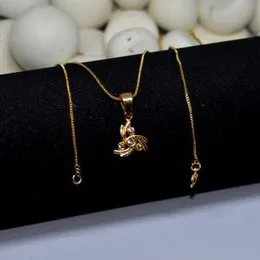 Gold Pendant with White Crystal Stone Stylish Design Guaranteed Necklace Thickness 1.9mm