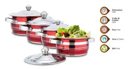 Premium Stainless Steel r Cookware Family Combo Best for Cook and Serve Set of 4 pc Casserole