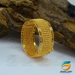 Gold Plated Guarantee Link Big Lock Bangle for Women With Stone Fashion Jewelry Gift.