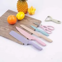Stainless Steel Corrugated 6 pcs Kitchen Knife Colorful Set for kitchen