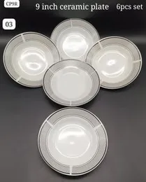 PLATE SET  9 INCH CERAMIC 6PCS
