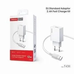 Зарядно / Адаптер 220V Tranyoo T-C01 / 2.4A QC 3.0 Micro USB 12W / Бял /