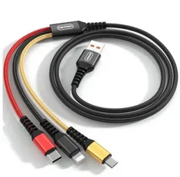 Vdenmenv D02E 3-in-1 Charging Cable – 2.4A Fast Charging & Data Cable with Micro USB, Type-C & Lightning Connectors (1.2M)