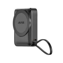 Aspor A313 22.5W Wireless Power Bank – 10000mAh with Built-In USB-C Cable & LED Battery Display