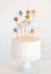 Cake Decoration Cup Cake Star Shape Cardboard Small Cake Topper Happy Birthday Party