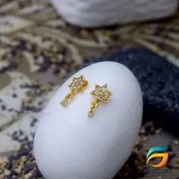 Gold Plated Stylish Beautiful Small Star Earring With White Stone for women and Girls Screw Back.
