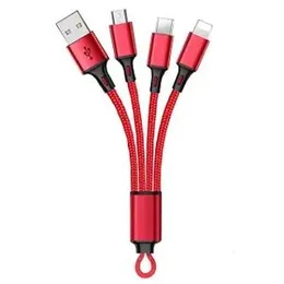 Charger 3 in 1 USB Cable for iPhone, All Android Phones Micro USB and Type C Multi Cord with Lighting for iOS Gadgets, Premium Nylon and Aluminum Brai