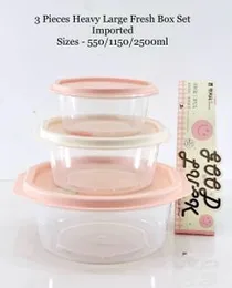 3 Pieces Heavy Large Fresh Box Set of plastic food storage containers