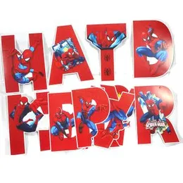 Spider Man Cardboard Party Gala Bunting Letter Banner Happy Birthday Party Decoratings