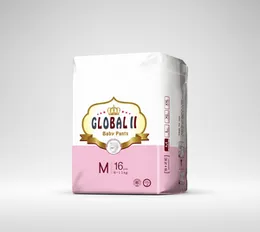 Global II Baby Pants Size M (6-11 kg) | 16 Pcs Pack | Premium Pull-Up Diapers for Comfort Fit