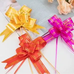 12mm Small Pull Bow 10Pcs Flower Paper Ribbon For Gift Wrap & Wedding Decoration Gift Pull Ribbons Flower Wrappers Car Decor