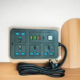 Multi Plug Wire Code 4 Power Socket Extension With 3 USB Ports and 1 Type C port Black