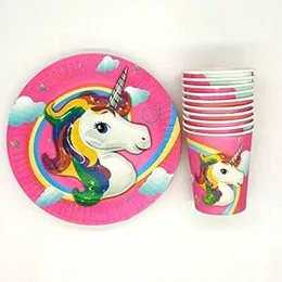 Unicorn Theme Paper Cup Paper Plate Birthday Party Decorations 10 Pcs
