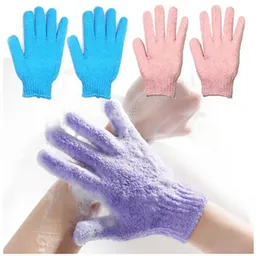 2 Pcs Body Scrubber Glove Pair - Exfoliating Bath Gloves Body Scrub Wash Mitts Skin Massage Sponge Towel Deep Cleansing Dead Skin Loofah Brush Scrub L