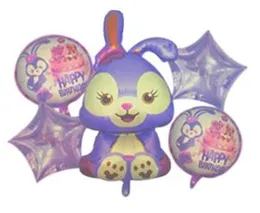 5 Pcs Foil Balloons Rabbit Birthday Party Decorations