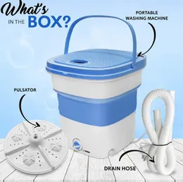 Foldable Washing Machine, Portable Washing Bucket 40W‑220V Collapsible Washing Machine for Baby Clothes, Underwear or Small Items, Apartment, Mini Lau