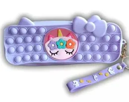 Pop It Fidget Cute Animals Pencil Case Antistress Toy Soft Press for Boys Girls Birthday Gifts