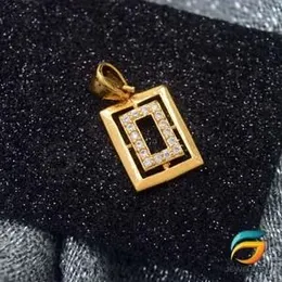Gold Plated Pendant Medium Box Pendant With White Stone Fashion Stylish Rich Look Pendant.