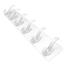 Self-Adhesive Multi-Purpose 6 Hook Sticker – Heavy Duty Transparent Wall Hooks, Waterproof & Reusable Hanging Hooks for Kitchen, Bathroom & Home