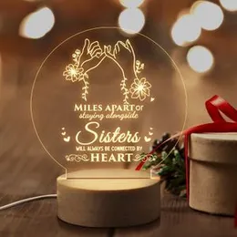 Acrylic Night Light Personalized LED Night Lamp with Engraved Sayings and Light Base, Anniversary Birthday