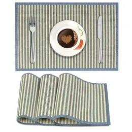 HOKIPO Reversible Bamboo Placemats Set of 4 Table Mats, 45x30 cm, Blue (AR2814)