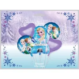 5 Pcs Frozen Fever Foil Balloon Pack - Themed Birthday Party Balloons for Kids - Party Decorations Frozen Doll Design