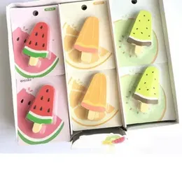 Hot Selling Custom Cute Fruit Design Borradores Colorful Popsocle Ice Cream Shape 2D Pencil Eraser Set.
