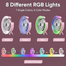 JuneLeo Led Light With Multi Function Powerful Battery Operated Personal Rechargeable Table Small Fan