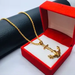 Gold Plated Soft Rope Chain With Medium Size Anchor Pendant For Women.