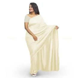 Cream White Vichithra Satin Plain