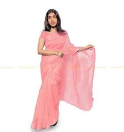 Pink With White Border ORGANZA COTTON