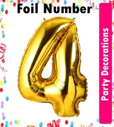 16" Foil Numbers Gold Balloon Numbers 0 - 9 Birthday Party