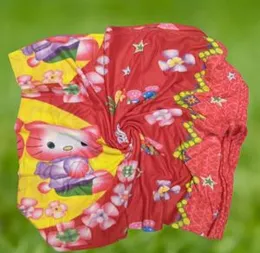 6×5 Soft, red and yellow blanket with a Hello Kitty character and floral pattern.