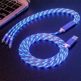 3-in-1 LED Light-Up Charging Cable – Multi-Device USB Charger Cord with Glowing Lights, 3A Fast Charging, Compatible with Most Smartphones 3-in-1 LED
