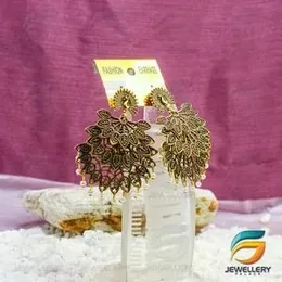 Gold Plated Peacock Metal Dangle Earrings With White pearl metal  for Women.