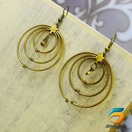 Dull Gold plated Round Earrings Without Stone For Women.