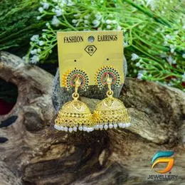 Peacock Jhumka Jhumki Metal Dangle With Faux White Pearl Drop  for Women.