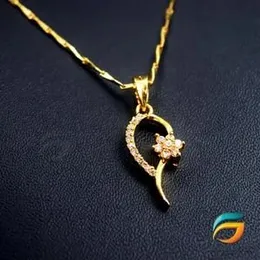 Gold Plated Guaranteed 18/24 inch 01mm V-Cut Chain with New Design Pendant With Flower Necklace for ladies.