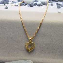 Gold plated 2mm Soft rope chain with new Open heart stone pendant-18 inch