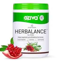 OZiva Plant Based HerBalance for PCOS Supplements for Women 250g, with Myo-Inositol, ChasteBerry, Shatavari, PCOS Supplements for Women Promoting Bett